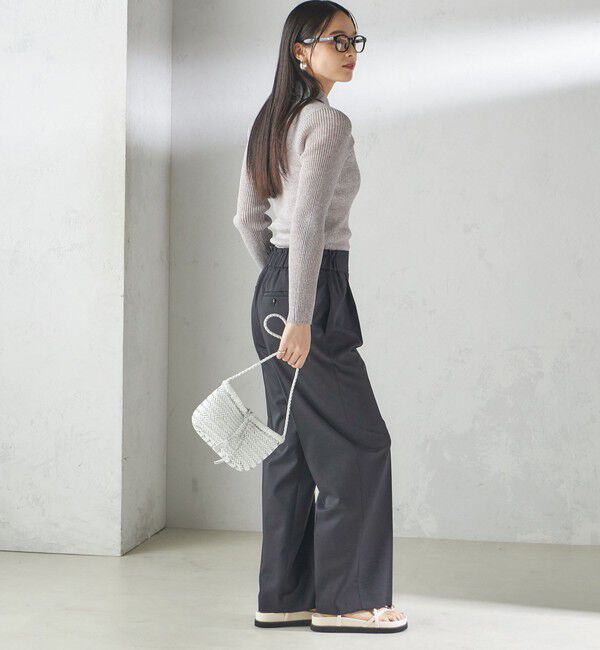 SHIPS for women「〈手洗い可能〉シアー リブ 長袖 ポロ ニット」|ニット・セーター|