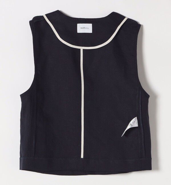 SHIPS any「SHIPS any:〈洗濯機可能〉ヨーロピアンフラックス リネン  Vネック コンパクト ベスト」|ベスト・ジレ|