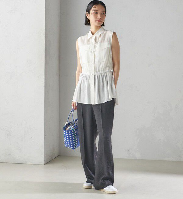 SHIPS for women「〈手洗い可能〉IMPERIAL LINEN Wポケット ノースリーブ シャツ」|シャツ・ブラウス|