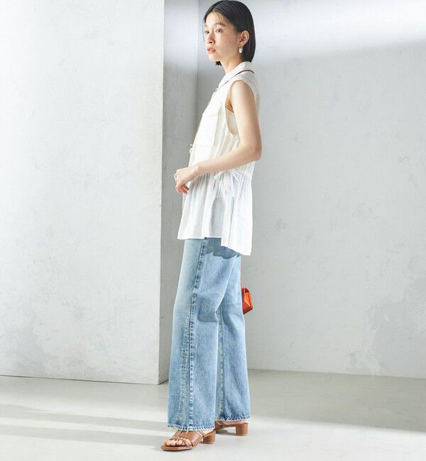 SHIPS for women「〈手洗い可能〉IMPERIAL LINEN Wポケット ノースリーブ シャツ」|シャツ・ブラウス|