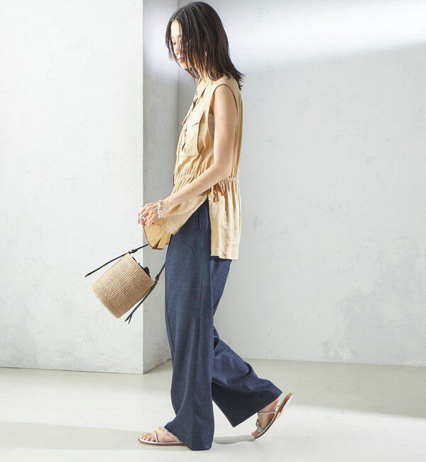 SHIPS for women「〈手洗い可能〉IMPERIAL LINEN Wポケット ノースリーブ シャツ」|シャツ・ブラウス|