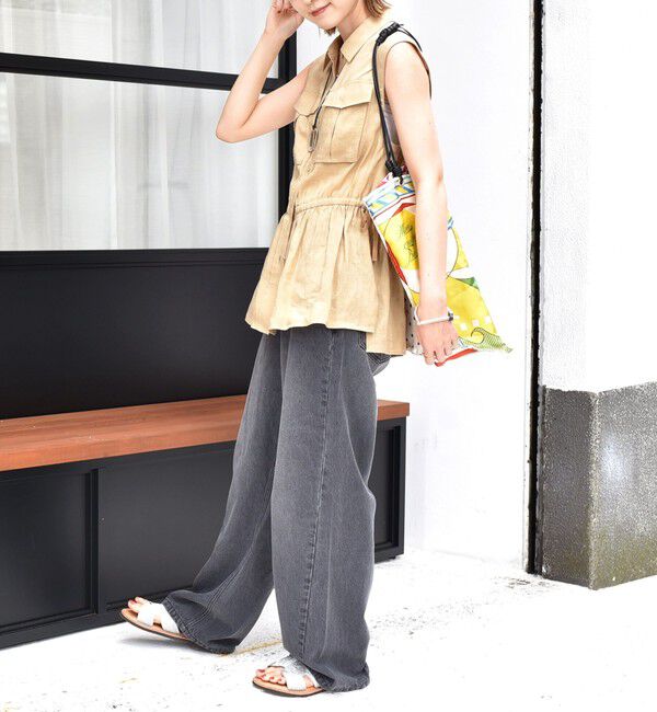 SHIPS for women「〈手洗い可能〉IMPERIAL LINEN Wポケット ノースリーブ シャツ」|シャツ・ブラウス|