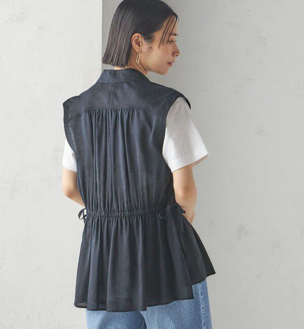 SHIPS for women「〈手洗い可能〉IMPERIAL LINEN Wポケット ノースリーブ シャツ」|シャツ・ブラウス|