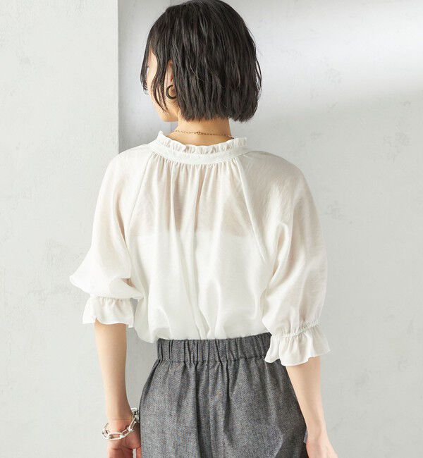 SHIPS for women「〈洗濯機可能〉前後 2WAY フリル リボン シアー ブラウス」|シャツ・ブラウス|
