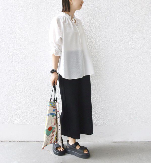 SHIPS for women「〈洗濯機可能〉前後 2WAY フリル リボン シアー ブラウス」|シャツ・ブラウス|