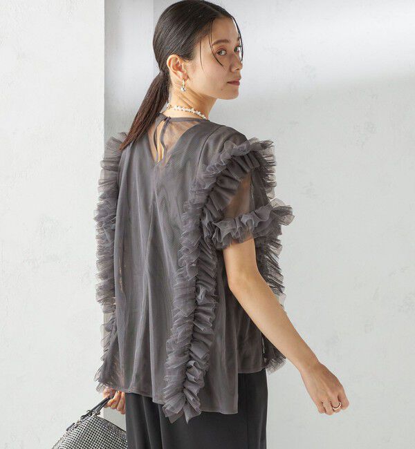 SHIPS for women「【SHIPS別注】kaene:チュール フリル スリーブ オールインワン（セレモニー対応可）」|オールインワン|