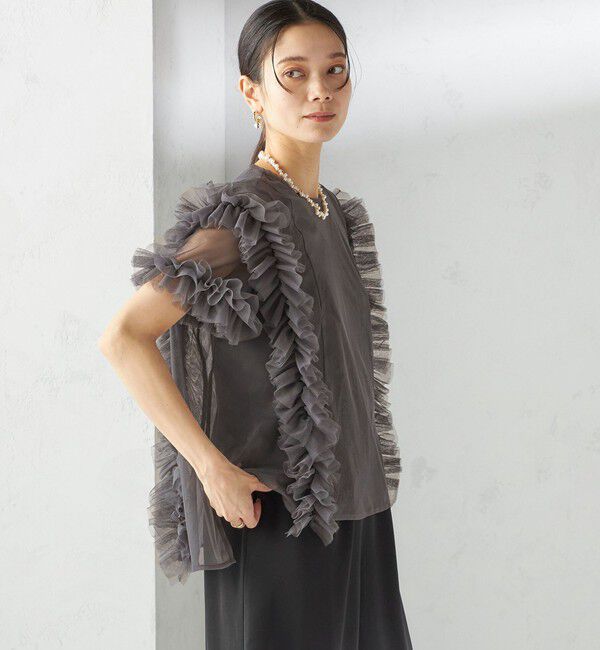 SHIPS for women「【SHIPS別注】kaene:チュール フリル スリーブ オールインワン（セレモニー対応可）」|オールインワン|