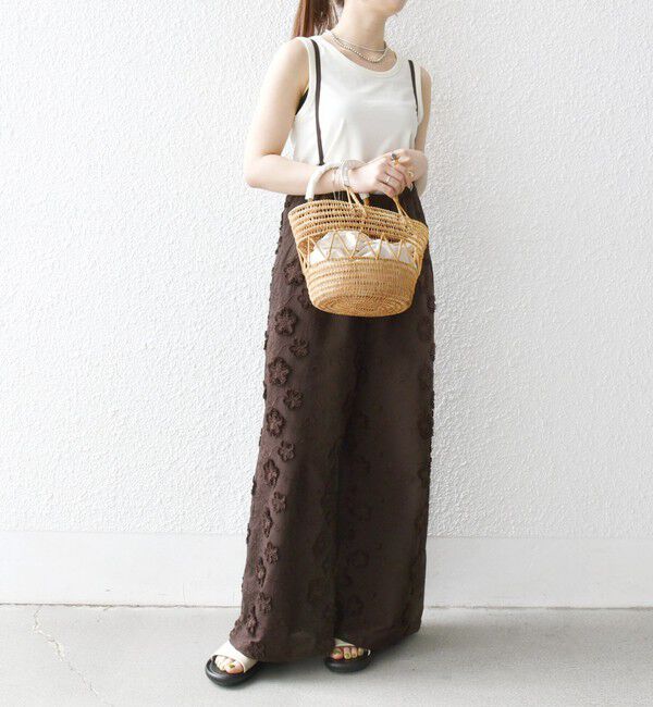 SHIPS any「SHIPS any:〈手洗い可能〉3D フラワー エンブロイダリー ギャザー サロペット」|オールインワン|