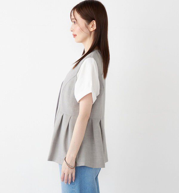 SHIPS Colors 「SHIPS Colors:〈洗濯機可能〉リネンライク ペプラム ベスト◇」|ベスト・ジレ|