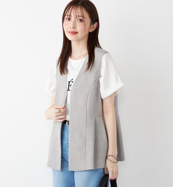 SHIPS Colors 「SHIPS Colors:〈洗濯機可能〉リネンライク ペプラム ベスト◇」|ベスト・ジレ|