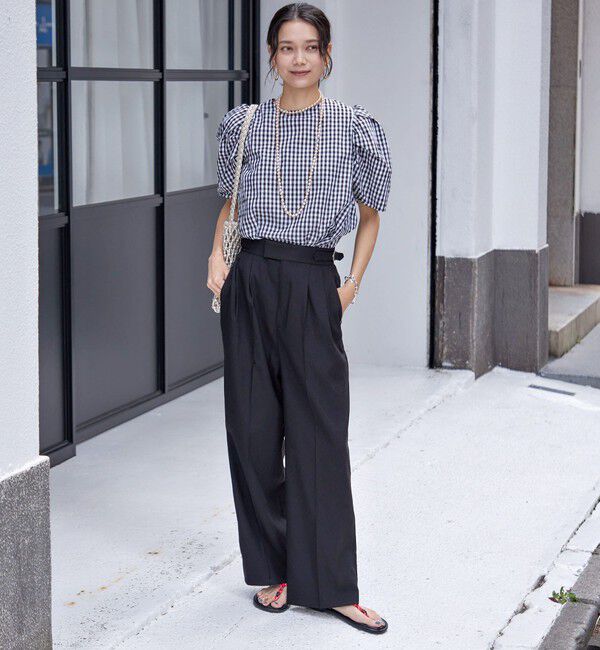 SHIPS for women「〈手洗い可能〉麻調 合繊 2タック ワイド パンツ 2」|その他|