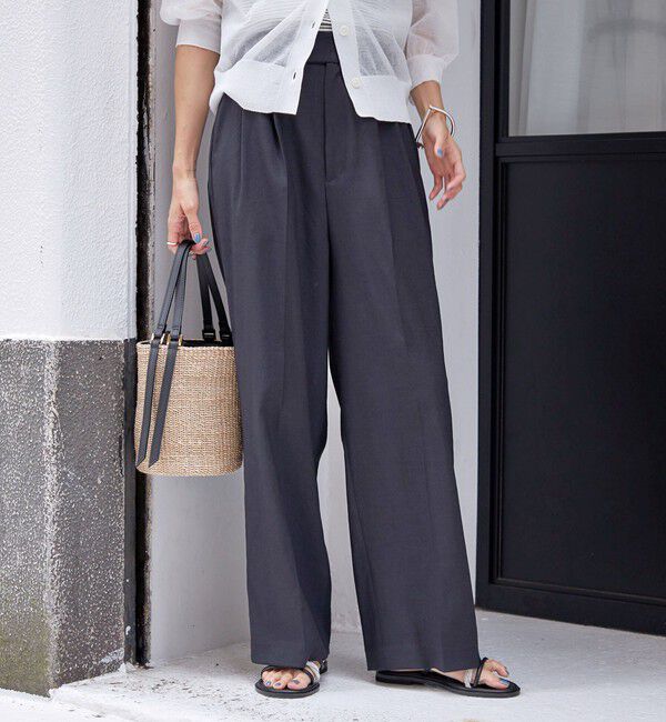 SHIPS for women「〈手洗い可能〉麻調 合繊 2タック ワイド パンツ 2」|その他|