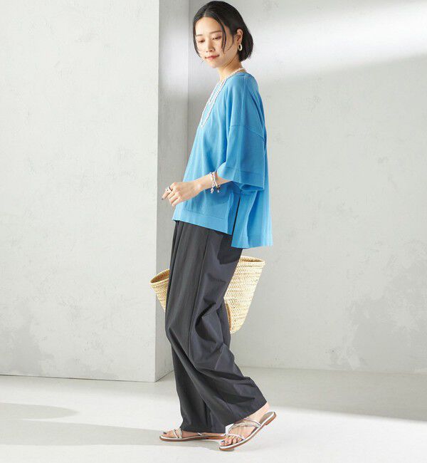 SHIPS for women「〈手洗い可能〉18G コットン ナイロン ワイド スリーブ プルオーバー」|ニット・セーター|