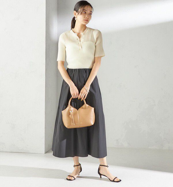 SHIPS for women「〈手洗い可能〉ラミー混 シアー ヘンリー ネック ニット」|ニット・セーター|