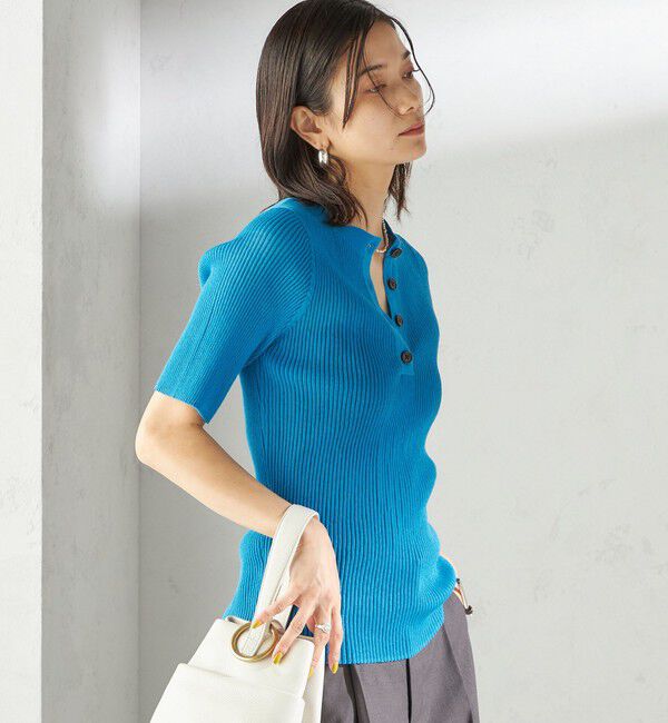 SHIPS for women「〈手洗い可能〉ラミー混 シアー ヘンリー ネック ニット」|ニット・セーター|