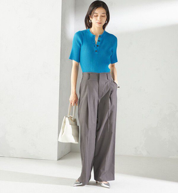 SHIPS for women「〈手洗い可能〉ラミー混 シアー ヘンリー ネック ニット」|ニット・セーター|