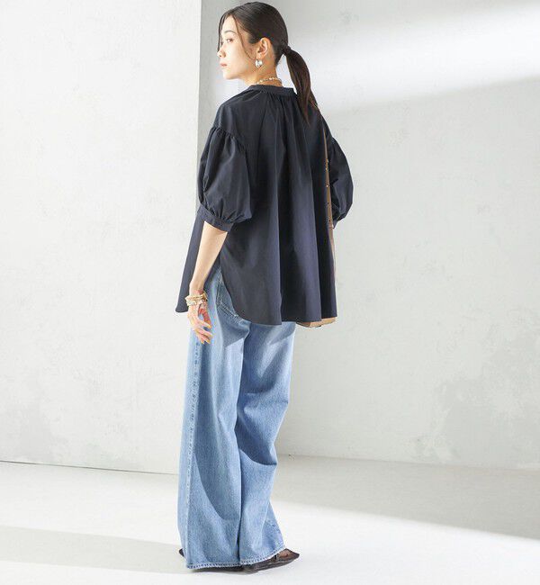 SHIPS for women「〈接触冷感 / 撥水加工〉TEX BRID(R)タフタ スキッパー 5分袖 ブラウス」|シャツ・ブラウス|