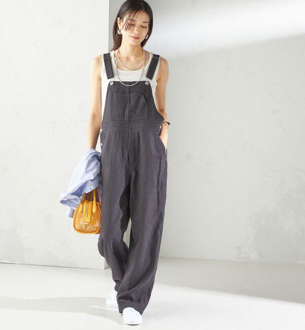 SHIPS for women「《予約》〈手洗い可能〉麻 コットン オールインワン」|オールインワン|ダークグレー