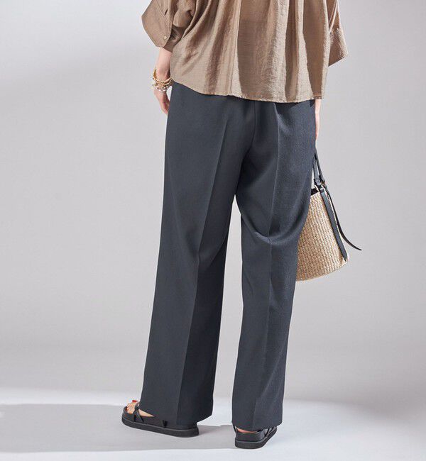 SHIPS for women「〈UVカット / 吸水速乾 / 手洗い可能〉合繊 タック センター プレス パンツ」|スラックス|