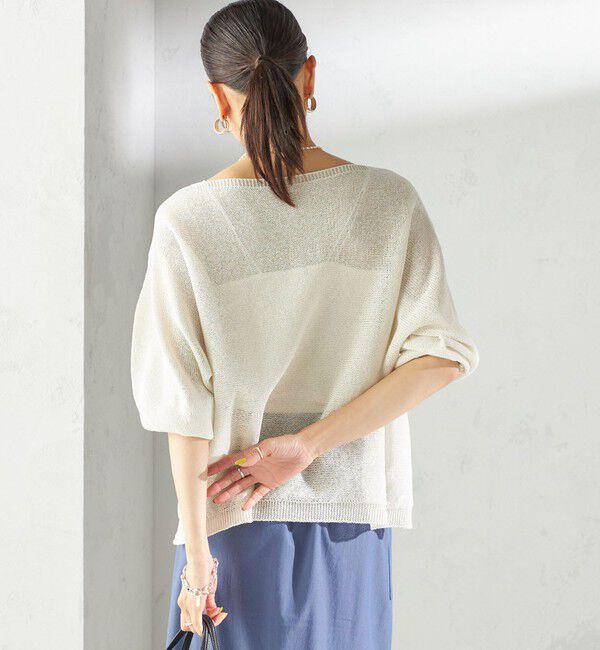 SHIPS for women「〈手洗い可能〉ペーパー パフ スリーブ 半袖 ニット」|ニット・セーター|