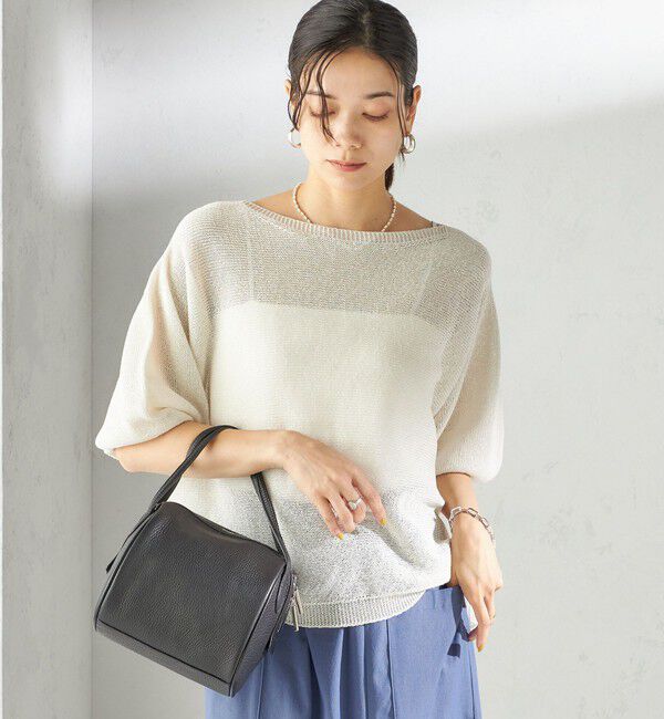 SHIPS for women「〈手洗い可能〉ペーパー パフ スリーブ 半袖 ニット」|ニット・セーター|