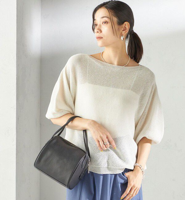 SHIPS for women「〈手洗い可能〉ペーパー パフ スリーブ 半袖 ニット」|ニット・セーター|