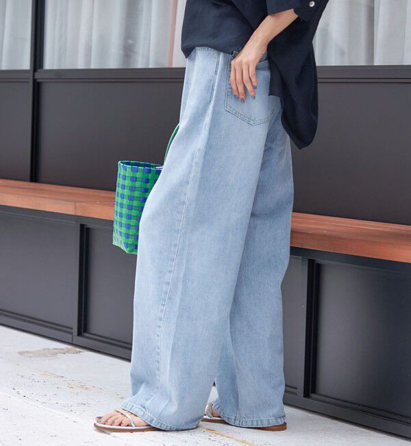 SHIPS for women「〈洗濯機可能〉ドロスト イージー デニム パンツ」|デニム|