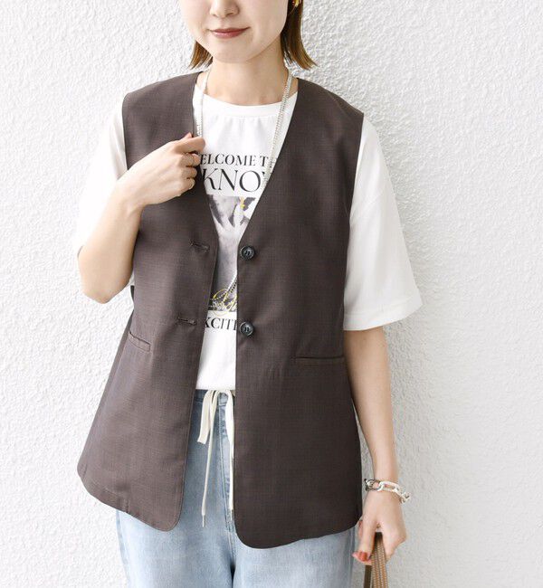 SHIPS for women「〈防シワ加工〉チノ ウール ボタン ジレ」|ベスト・ジレ|