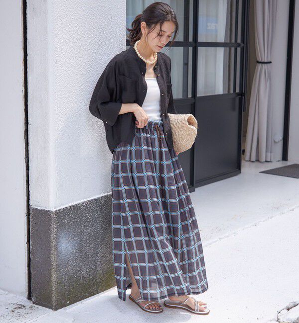 SHIPS for women「【SHIPS別注】UHURU:〈手洗い可能〉シアープリント ギャザー スカート」|スカート|