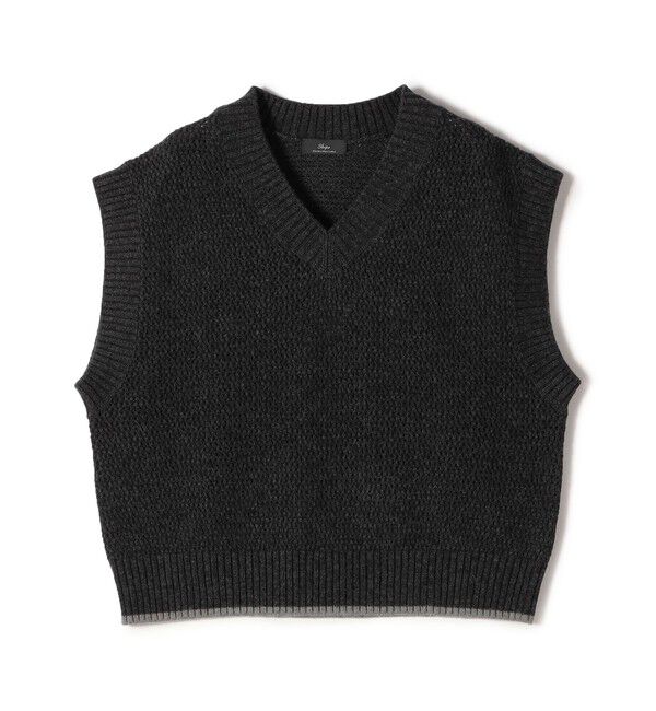 SHIPS for women「SHIPS Primary Navy Label:〈手洗い可能〉メッシュ ライン ニット ベスト」|ベスト・ジレ|ダークグレー