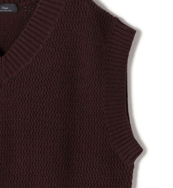 SHIPS for women「SHIPS Primary Navy Label:〈手洗い可能〉メッシュ ライン ニット ベスト」|ベスト・ジレ|