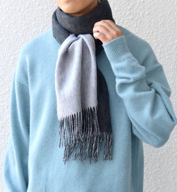 SHIPS any「SHIPS any: サープラスヤーン ウール カシミヤ リバーシブル ソリッド マフラー◇」|マフラー|ダークグレー