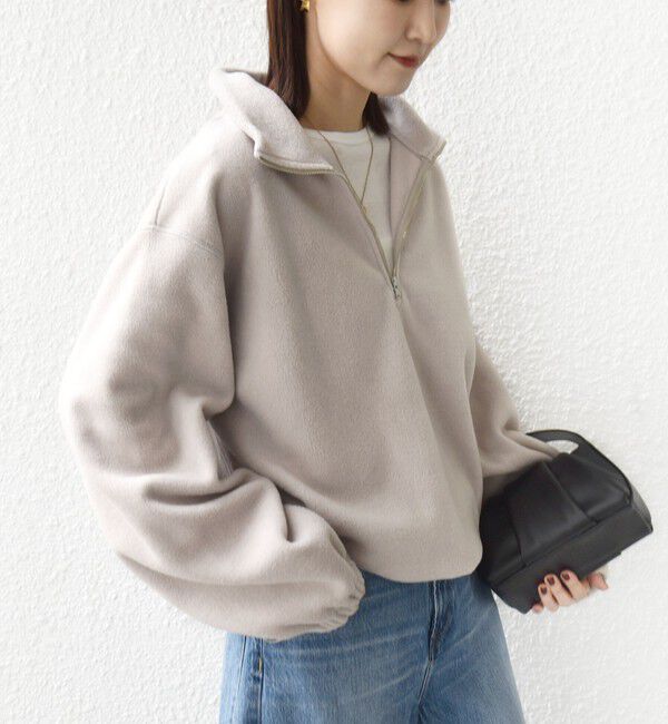 SHIPS for women「〈洗濯機可能〉フリース 裾 ドロスト ハーフ ジップ プルオーバー」|Tシャツ・カットソー|ナチュラル