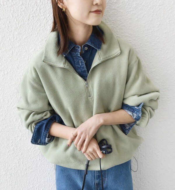 SHIPS for women「〈洗濯機可能〉フリース 裾 ドロスト ハーフ ジップ プルオーバー」|Tシャツ・カットソー|