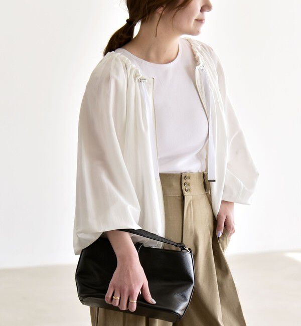 quaranciel「quaranciel:〈洗濯機可能〉シアー ドロスト ギャザー ショート ブルゾン」|その他|