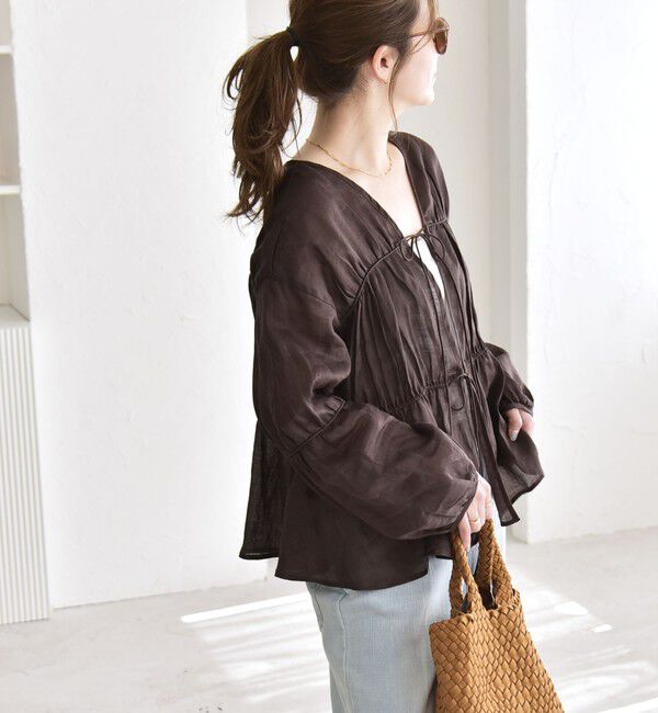 quaranciel「quaranciel:〈手洗い可能〉ラミー ギャザー リボン ティアード ブラウス」|シャツ・ブラウス|