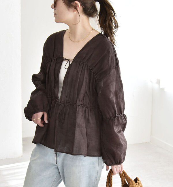 quaranciel「quaranciel:〈手洗い可能〉ラミー ギャザー リボン ティアード ブラウス」|シャツ・ブラウス|