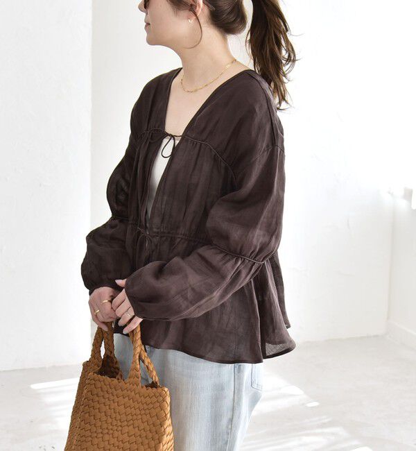 quaranciel「quaranciel:〈手洗い可能〉ラミー ギャザー リボン ティアード ブラウス」|シャツ・ブラウス|