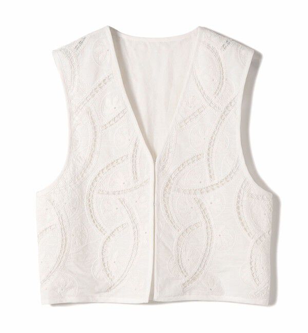 SHIPS for women「《予約》〈手洗い可能〉オープン ワーク レース 刺繍 ベスト」|ベスト・ジレ|