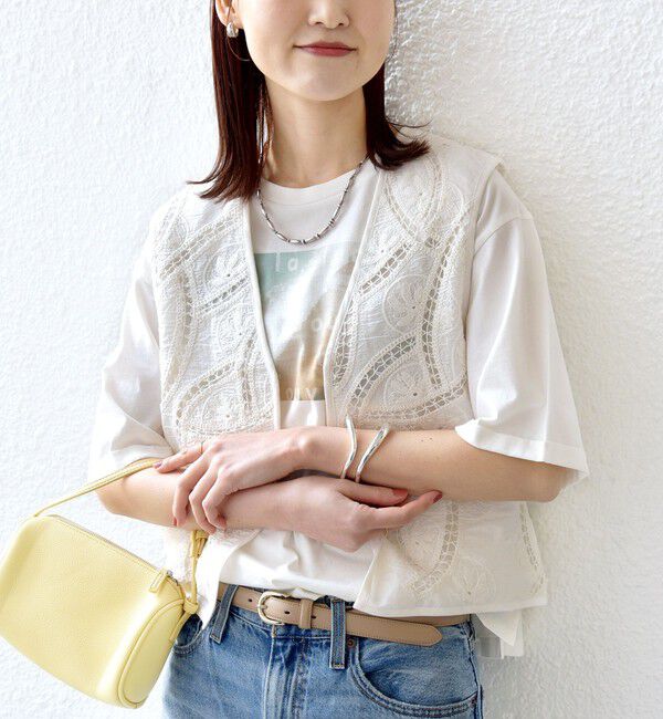 SHIPS for women「《予約》〈手洗い可能〉オープン ワーク レース 刺繍 ベスト」|ベスト・ジレ|