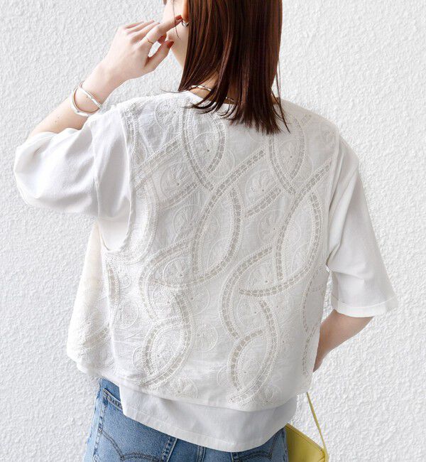 SHIPS for women「《予約》〈手洗い可能〉オープン ワーク レース 刺繍 ベスト」|ベスト・ジレ|