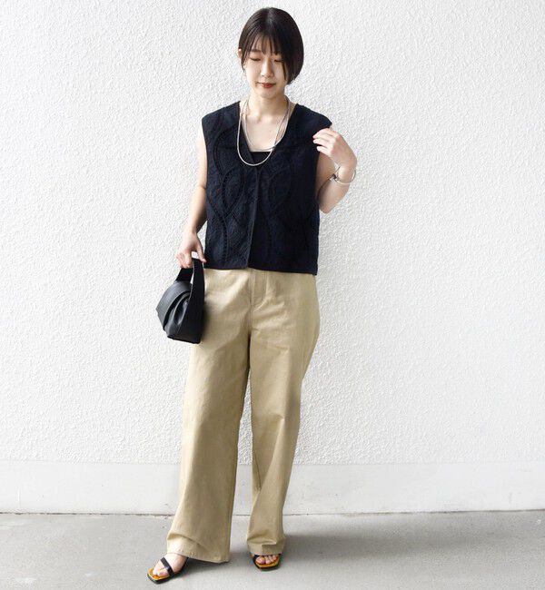 SHIPS for women「《予約》〈手洗い可能〉オープン ワーク レース 刺繍 ベスト」|ベスト・ジレ|