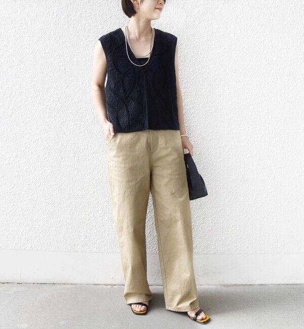 SHIPS for women「《予約》〈手洗い可能〉オープン ワーク レース 刺繍 ベスト」|ベスト・ジレ|