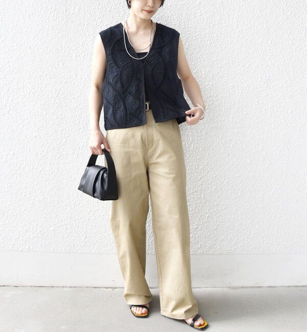 SHIPS for women「《予約》〈手洗い可能〉オープン ワーク レース 刺繍 ベスト」|ベスト・ジレ|