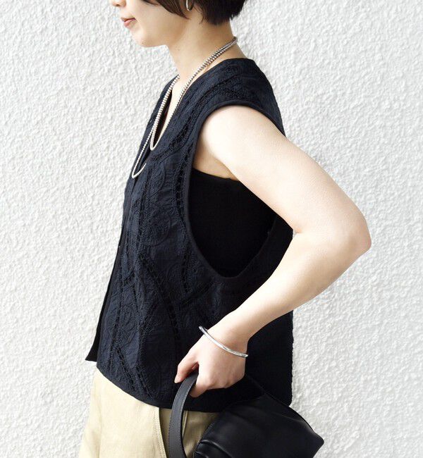 SHIPS for women「《予約》〈手洗い可能〉オープン ワーク レース 刺繍 ベスト」|ベスト・ジレ|