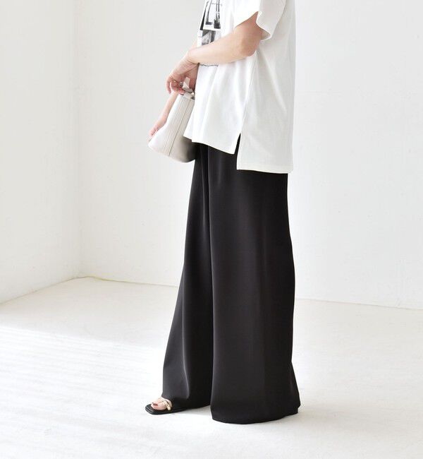 quaranciel「《予約》quaranciel:〈手洗い可能〉バイアス ストレッチ イージー ワイド パンツ」|その他|