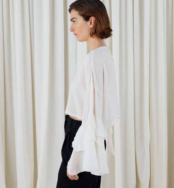 DES PRES「シルクジョーゼット フリルスリーブブラウス」|シャツ・ブラウス|