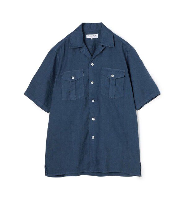 TOMORROWLAND MENS「リネン ダブルポケットハーフスリーブシャツ」|シャツ・ブラウス|65 ブルー