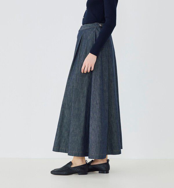 GALERIE VIE「ステイブルーデニム タックドレープスカート」|フレア|