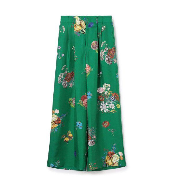 CABaN「シルク BOUQUETプリント 2タックワイドパンツ 」|その他|56 カーキ系